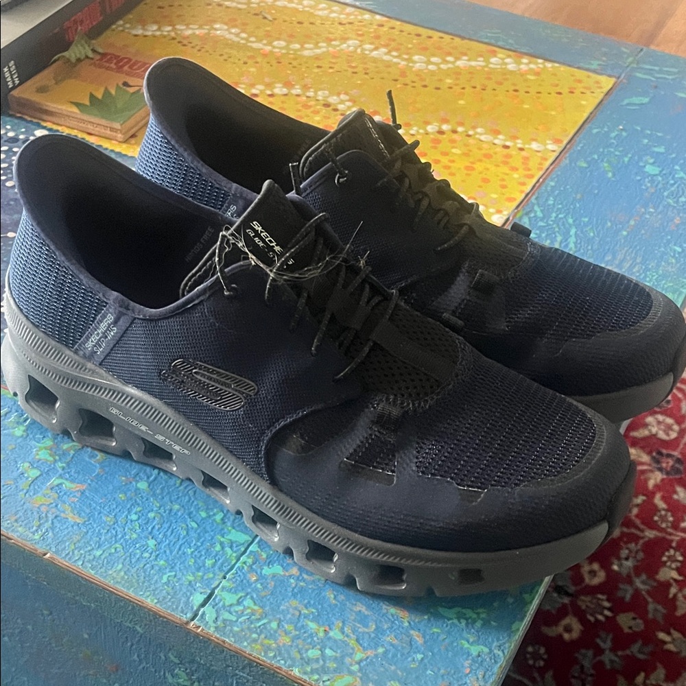 Skechers Men's Navy and Black Mesh Slip-On Athletic Sneakers